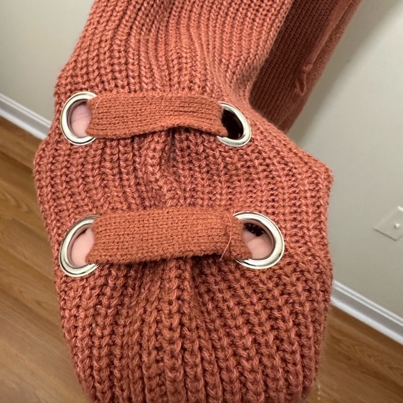 NWOT Military Hippe Lace Up V-neck Neck Knit Sweater Size one size stretch - Picture 6 of 8